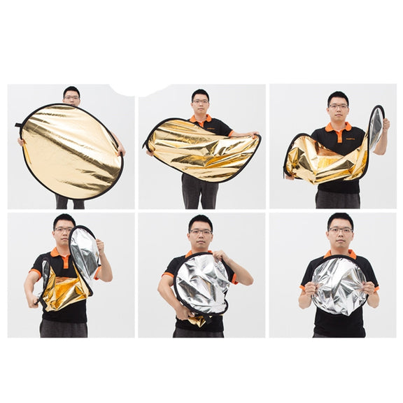 Godox FT01 2 in 1 Gold / Silver Oval Folding Reflector Board, Size: 60 x 90cm