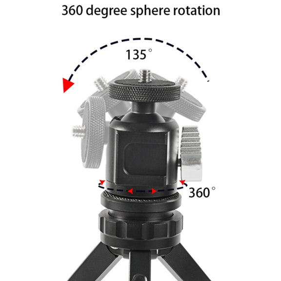 BEXIN HK25 Aluminum Alloy Cold Shoe Tripod Adapter Ball Head (Black)