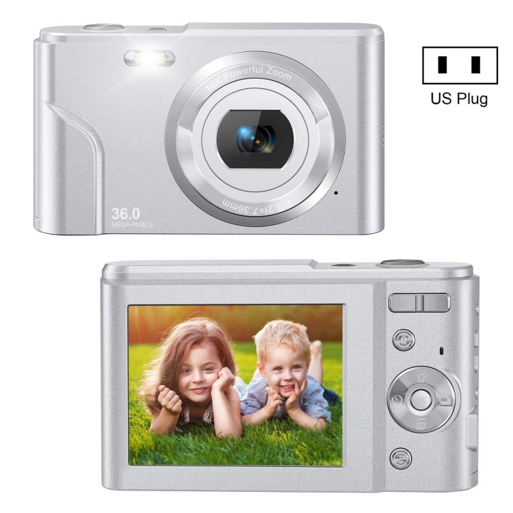 DC311 2.4 inch 36MP 16X Zoom 2.7K Full HD Digital Camera Children Card Camera, US Plug(Silver) - Children Cameras by PMC TechLife | Online Shopping South Africa | PMC TechLife | Buy Now Pay Later Mobicred