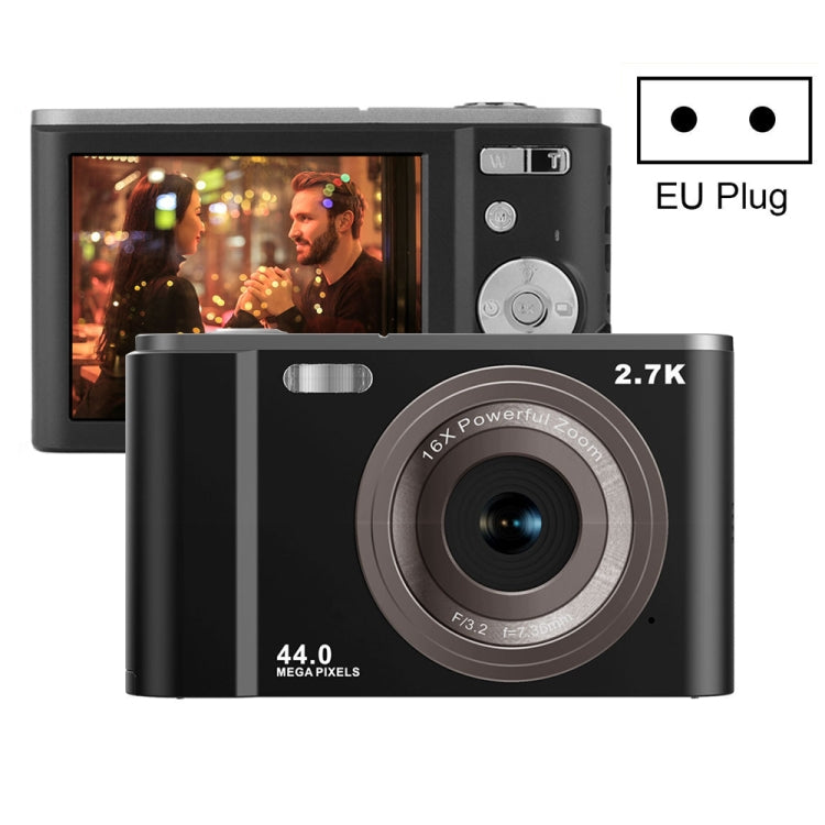 DC302 2.88 inch 44MP 16X Zoom 2.7K Full HD Digital Camera Children Card Camera, EU Plug (Black) - free shipping - PMC TechLife - Order now!