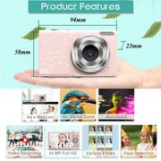 DC402 2.4 inch 44MP 16X Zoom 1080P Full HD Digital Camera Children Card Camera, EU Plug (Black)