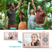 DC402 2.4 inch 44MP 16X Zoom 1080P Full HD Digital Camera Children Card Camera, EU Plug (Black)