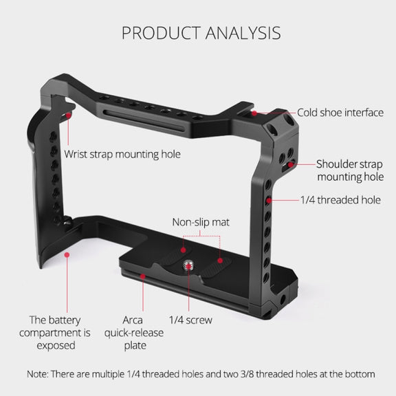 YELANGU C22 YLG0334B Video Camera Cage Stabilizer with Handle for Canon EOS R5/R6 (Black)
