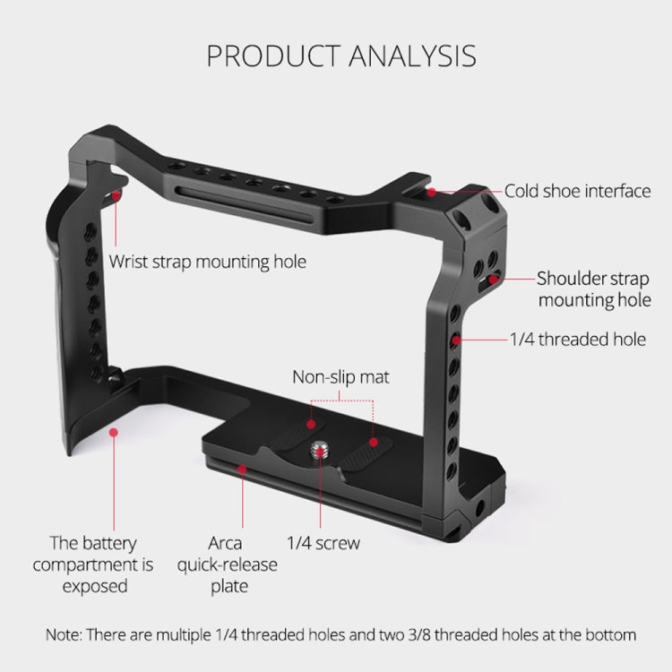 YELANGU C22 YLG0334B Video Camera Cage Stabilizer with Handle for Canon EOS R5/R6 (Black)