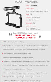 YELANGU C22 YLG0334B Video Camera Cage Stabilizer with Handle for Canon EOS R5/R6 (Black)