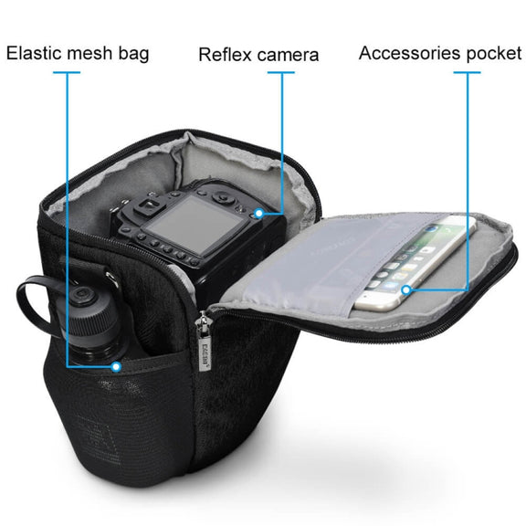 CADEN D11 Water-resistant Crossbody Shoulder SLR Camera Bag, Size: 20.5 x 16 x 27cm (Black)