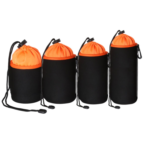 4 in 1 SLR Camera Lens Bag Micro Single Lens Bag Lens Inner Bile Bag Water-resistant Protective Case Plus Velvet Thickening (Orange)