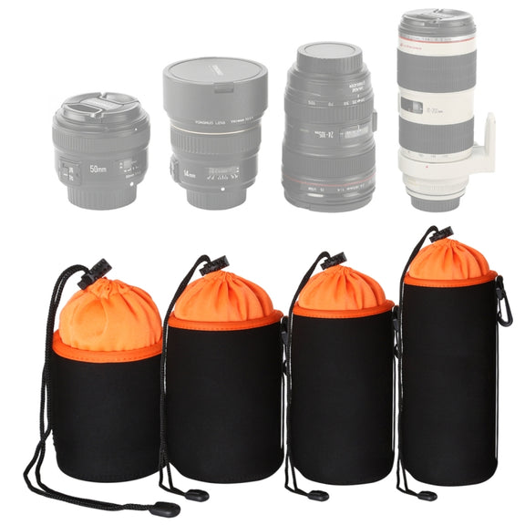 4 in 1 SLR Camera Lens Bag Micro Single Lens Bag Lens Inner Bile Bag Water-resistant Protective Case Plus Velvet Thickening (Orange)