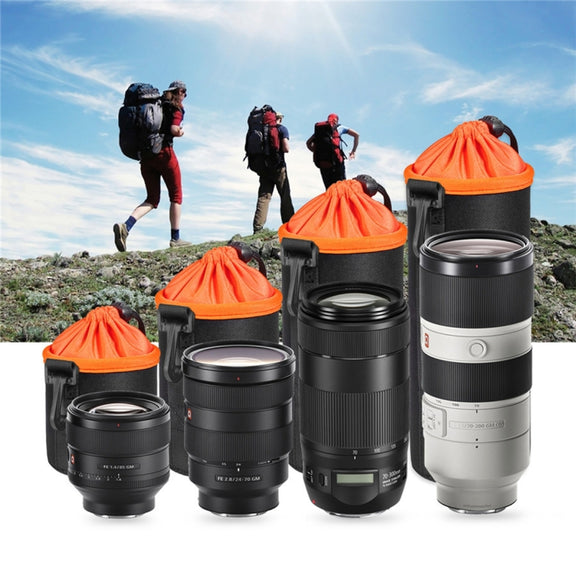 4 in 1 SLR Camera Lens Bag Micro Single Lens Bag Lens Inner Bile Bag Water-resistant Protective Case Plus Velvet Thickening (Orange)