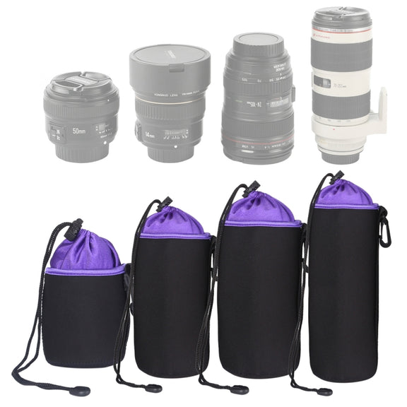 4 in 1 SLR Camera Lens Bag Micro Single Lens Bag Lens Inner Bile Bag Water-resistant Protective Case Plus Velvet Thickening (Purple)