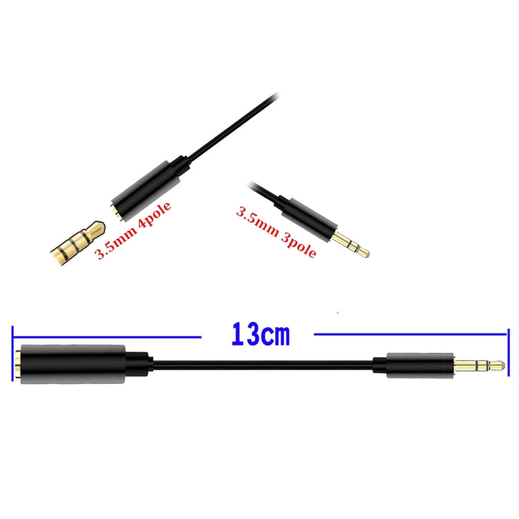 5 PCS 13cm Metal 3.5mm Audio 4 Pole Female to 3 Pole Male Microphone Adapter Cable(Black) - free shipping - PMC Jewellery - Order now!