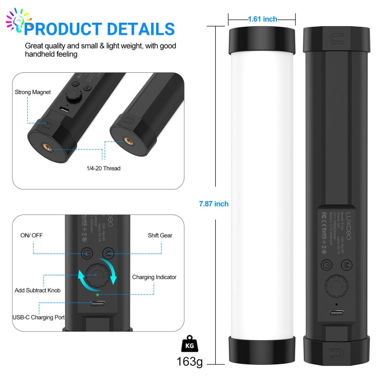 LUXCeO P100 RGB Photo Video Light Stick Handheld Fill Light with Remote Control - free shipping - PMC TechLife - Order now!