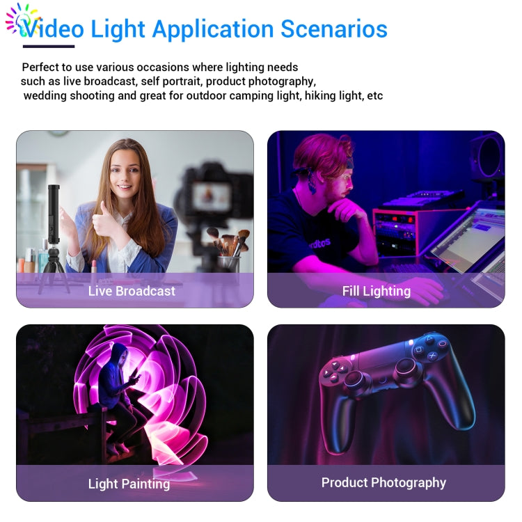 LUXCeO P100 RGB Photo Video Light Stick Handheld Fill Light with Remote Control & Grid Softbox - free shipping - PMC Jewellery - Order now!