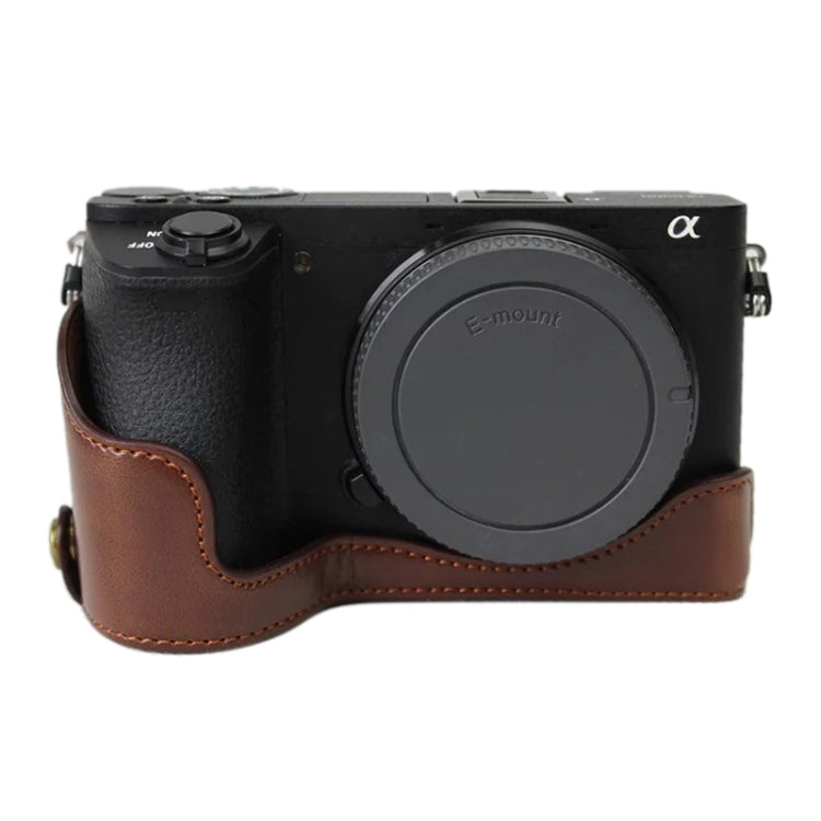 1/4 inch Thread PU Leather Camera Half Case Base for Sony ILCE-A6500 / A6500 (Coffee) - Half Case by PMC TechLife | Online Shopping South Africa | PMC TechLife | Buy Now Pay Later Mobicred