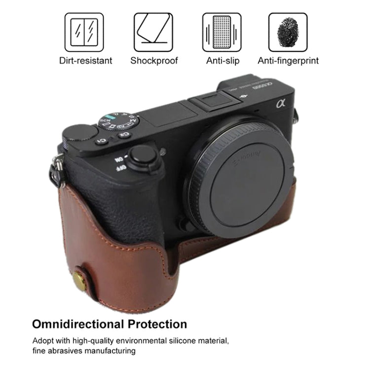 1/4 inch Thread PU Leather Camera Half Case Base for Sony ILCE-A6500 / A6500 (Brown) - Half Case by PMC TechLife | Online Shopping South Africa | PMC TechLife | Buy Now Pay Later Mobicred