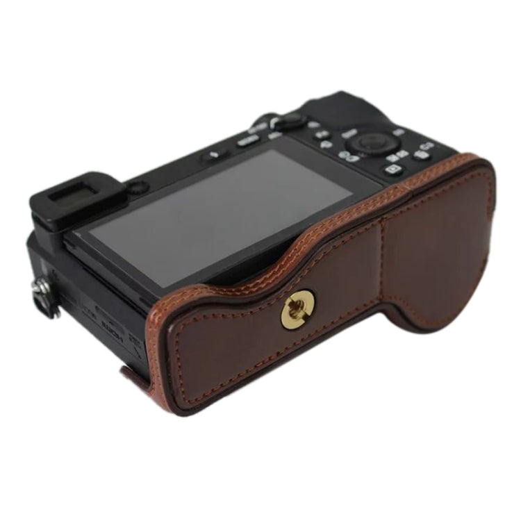1/4 inch Thread PU Leather Camera Half Case Base for Sony ILCE-A6500 / A6500 (Brown) - Half Case by PMC TechLife | Online Shopping South Africa | PMC TechLife | Buy Now Pay Later Mobicred