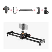 YELANGU L60E 60cm Slide Rail Track + L4 3-Wheel Video Dolly with Phone Clamp & Ballhead