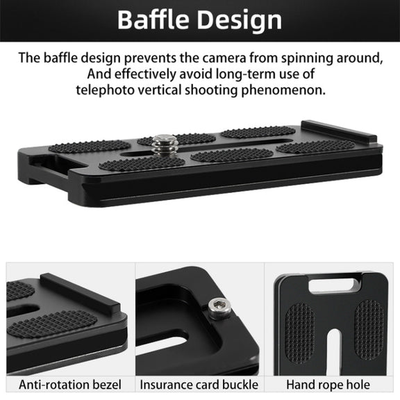 BEXIN PL-80 Anti-rotation Quick Release Plate with Rubber Cushion(Black)