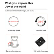 TRIOPO D-2A 360 Degree Rotation Aluminum Alloy Tripod 36mm Ball Head with Quick Release Plate
