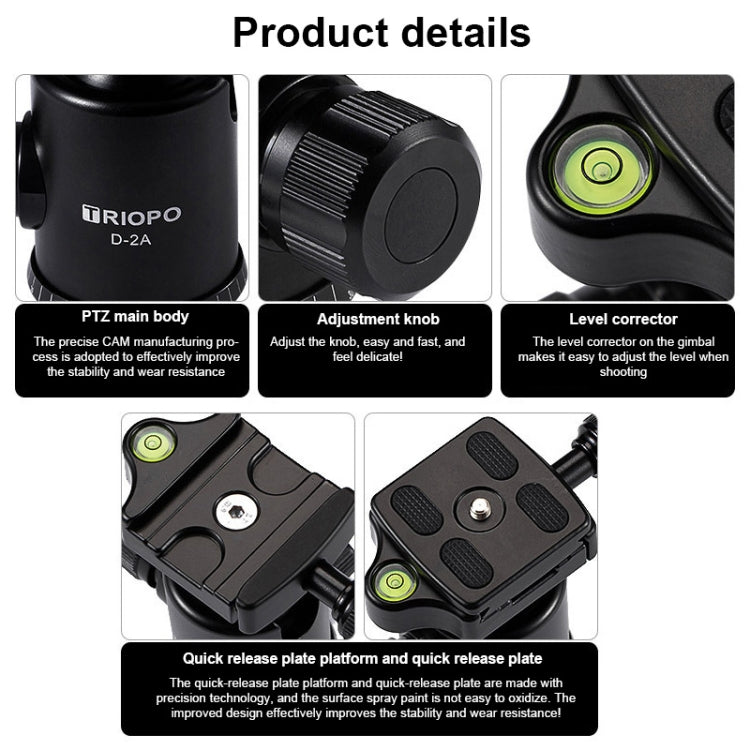 TRIOPO D-2A 360 Degree Rotation Aluminum Alloy Tripod 36mm Ball Head with Quick Release Plate - free shipping - PMC Jewellery - Order now!