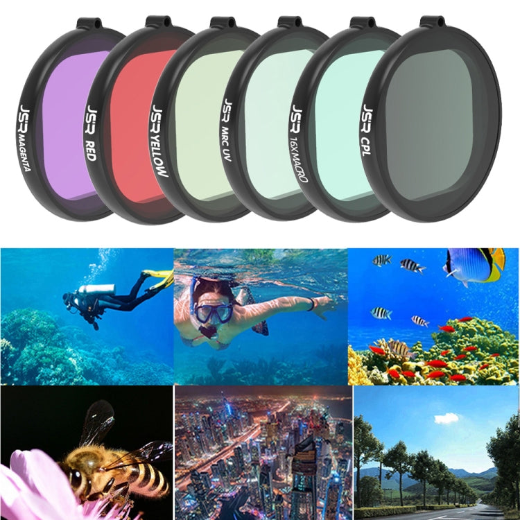 JSR Round Housing Diving 6 in 1 UV + CPL + 16X Macro + Red + Yellow + Purple Lens Filter for GoPro HERO8 Black - free shipping - PMC TechLife - Order now!