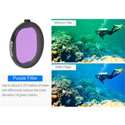 JSR Round Housing Diving 6 in 1 UV + CPL + 16X Macro + Red + Yellow + Purple Lens Filter for GoPro HERO8 Black