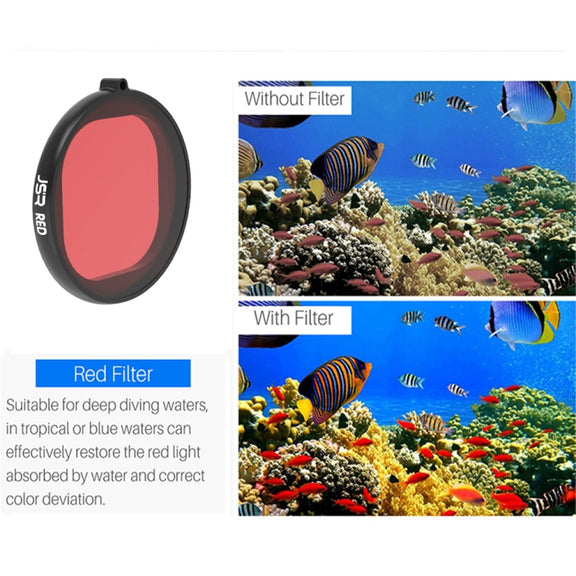 JSR Round Housing Diving 6 in 1 UV + CPL + 16X Macro + Red + Yellow + Purple Lens Filter for GoPro HERO8 Black