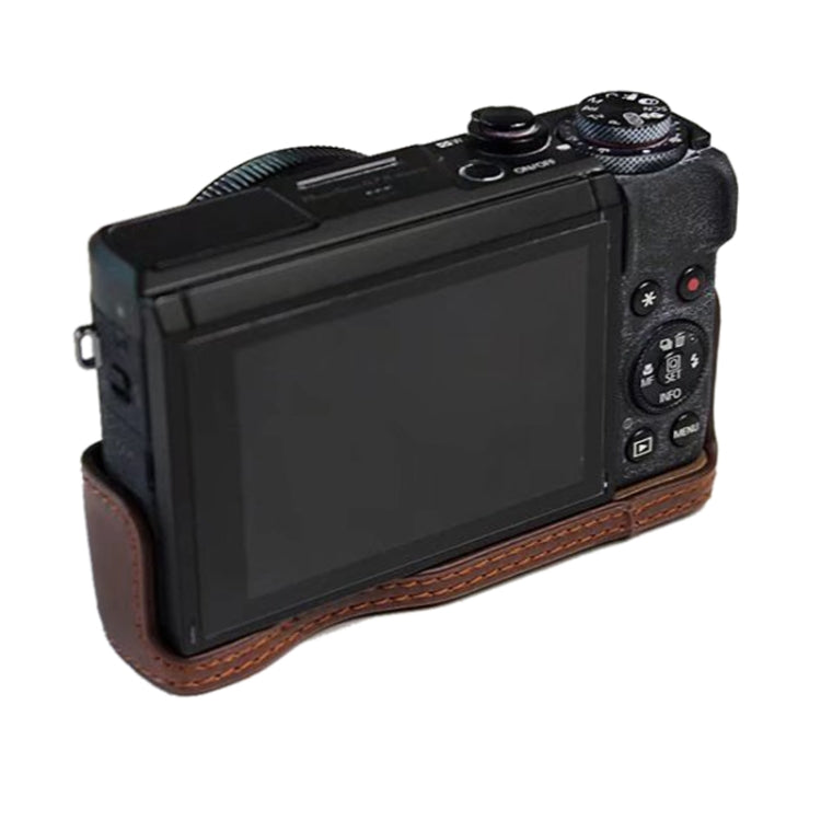 1/4 inch Thread PU Leather Camera Half Case Base for Canon G7 X Mark III / G7 X3 (Coffee) - Half Case by PMC TechLife | Online Shopping South Africa | PMC TechLife | Buy Now Pay Later Mobicred