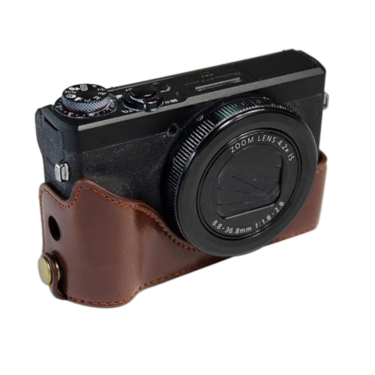 1/4 inch Thread PU Leather Camera Half Case Base for Canon G7 X Mark III / G7 X3 (Coffee)