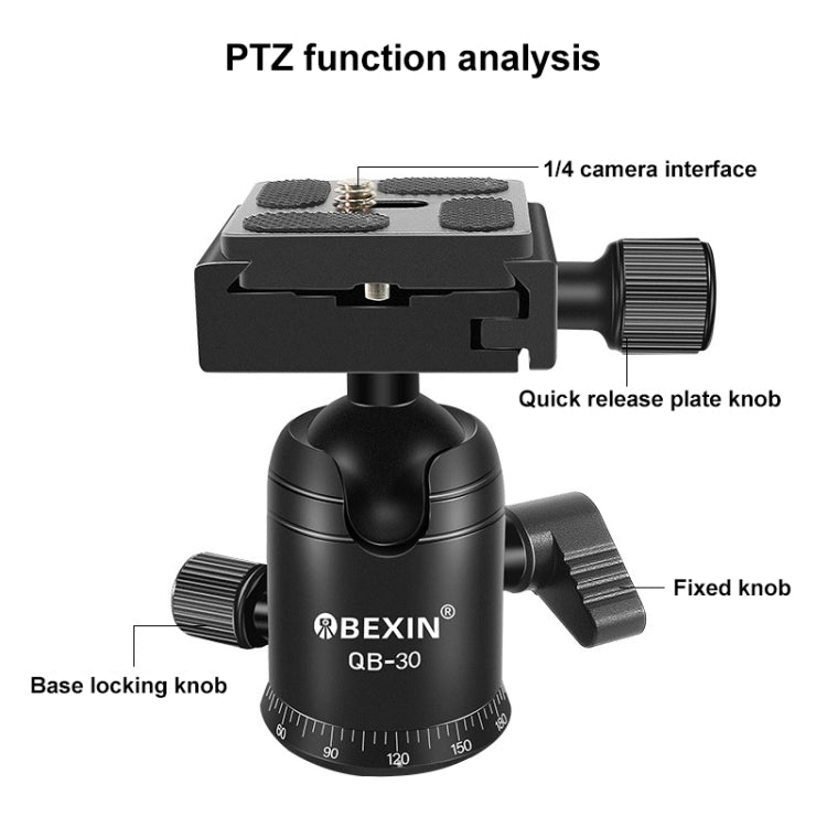 BEIXIN QB-30  360 Degree Rotation Panorama Metal Ball Head with Quick Release Plate - free shipping - PMC TechLife - Order now!