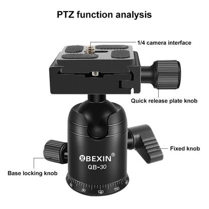 BEIXIN QB-30  360 Degree Rotation Panorama Metal Ball Head with Quick Release Plate - free shipping - PMC Jewellery - Order now!