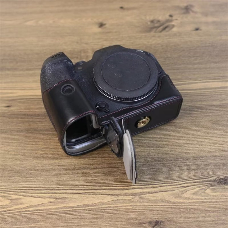 For Canon EOS R7 1/4 inch Thread PU Leather Camera Half Case Base (Coffee) - Half Case by PMC TechLife | Online Shopping South Africa | PMC TechLife | Buy Now Pay Later Mobicred