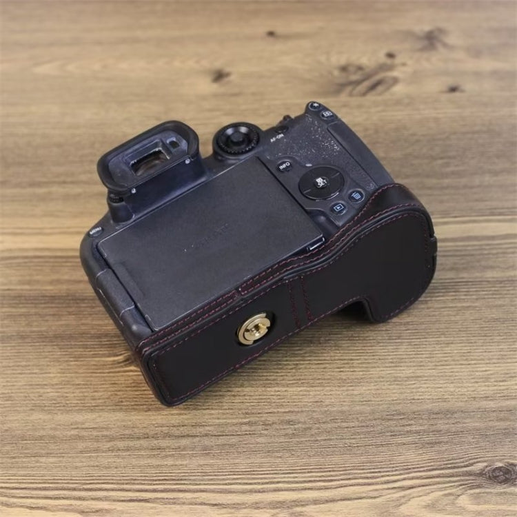 For Canon EOS R7 1/4 inch Thread PU Leather Camera Half Case Base (Coffee) - Half Case by PMC TechLife | Online Shopping South Africa | PMC TechLife | Buy Now Pay Later Mobicred