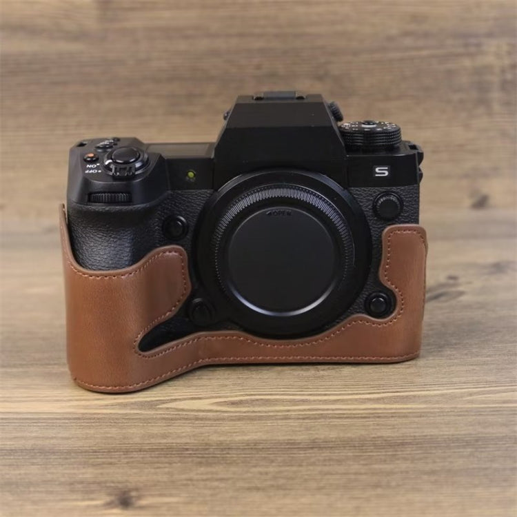 For Fujifilm XH2S 1/4 inch Thread PU Leather Camera Half Case Base (Coffee) - Half Case by PMC TechLife | Online Shopping South Africa | PMC TechLife | Buy Now Pay Later Mobicred