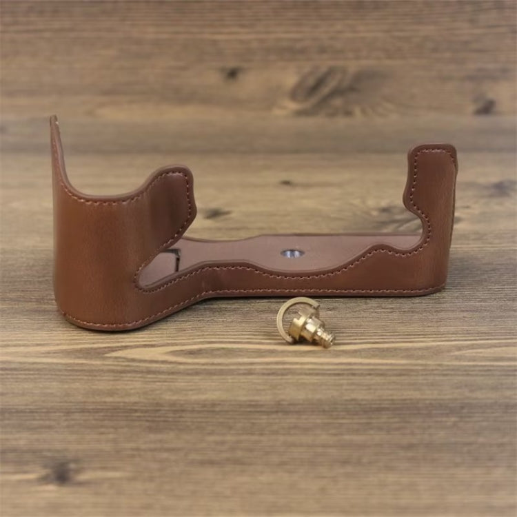 For Fujifilm XH2S 1/4 inch Thread PU Leather Camera Half Case Base (Coffee) - Half Case by PMC TechLife | Online Shopping South Africa | PMC TechLife | Buy Now Pay Later Mobicred