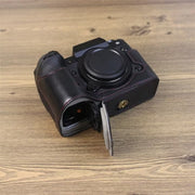 For Fujifilm XH2S 1/4 inch Thread PU Leather Camera Half Case Base (Coffee)