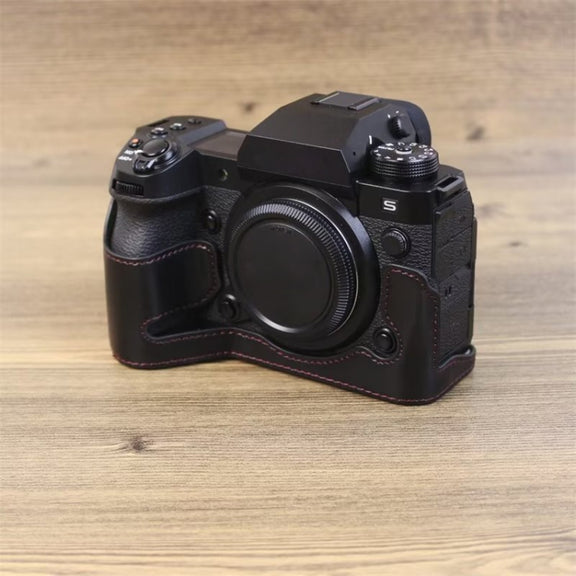 For Fujifilm XH2S 1/4 inch Thread PU Leather Camera Half Case Base (Black)