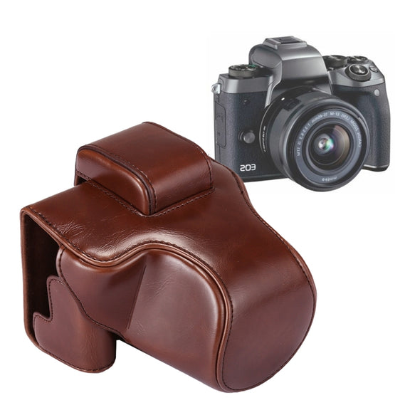Full Body Camera PU Leather Case Bag with Strap for Canon EOS M5 (Coffee)
