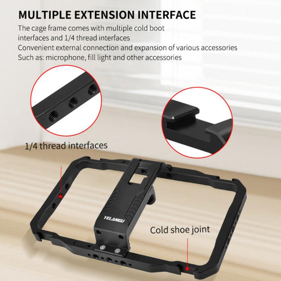 YELANGU LW101 Vlogging Live Broadcast LED Selfie Light Mic Smartphone Video Rig Handles Stabilizer Kits