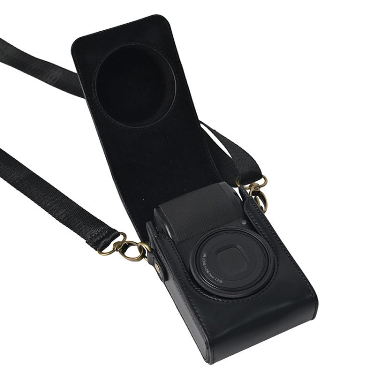 Full Body Camera PU Leather Case Bag with Strap for Ricoh GR / GRII / GRIII, Casio ZR1200 / ZR1500/ ZR2000/ ZR3500, ZR3600 / ZR3700 / ZR5500 (Black)