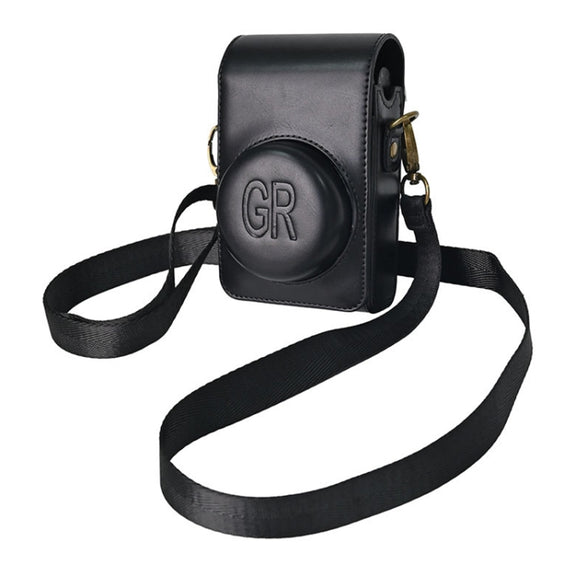 Full Body Camera PU Leather Case Bag with Strap for Ricoh GR / GRII / GRIII, Casio ZR1200 / ZR1500/ ZR2000/ ZR3500, ZR3600 / ZR3700 / ZR5500 (Black)
