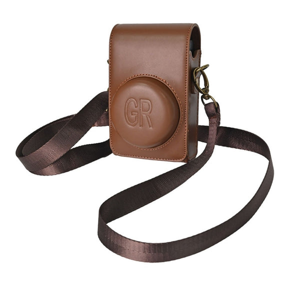 Full Body Camera PU Leather Case Bag with Strap for Ricoh GR / GRII / GRIII, Casio ZR1200 / ZR1500/ ZR2000/ ZR3500, ZR3600 / ZR3700 / ZR5500 (Coffee)