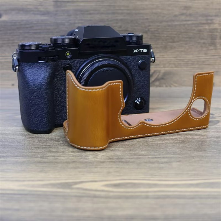 For FUJIFILM X-T5 1/4 inch Thread PU Leather Camera Half Case Base (Brown) - Half Case by PMC TechLife | Online Shopping South Africa | PMC TechLife | Buy Now Pay Later Mobicred