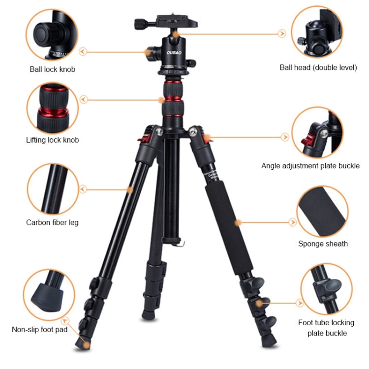 TRIOPO Oubao A-208S Adjustable Portable  Aluminum Alloy Tripod with Ball Head for SLR Camera - free shipping - PMC TechLife - Order now!