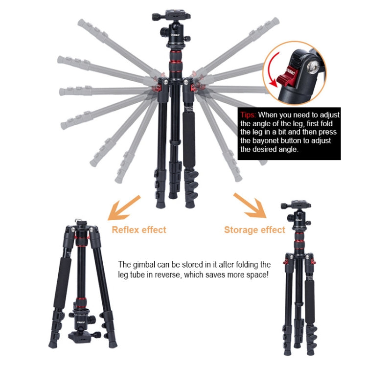 TRIOPO Oubao A-208S Adjustable Portable  Aluminum Alloy Tripod with Ball Head for SLR Camera