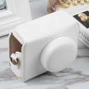 For Sony ZV-1F Vlog Camera Full Body Magnetic Leather Camera Case Bag with Strap (White)