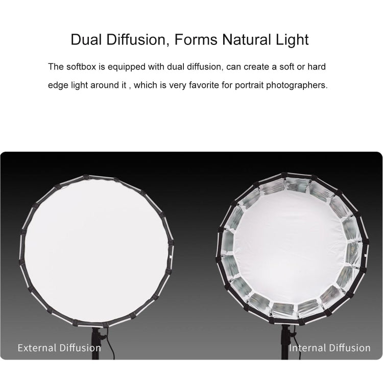 FEELWORLD FSP60 60cm Parabolic Softbox Quick Release Diffuser with Bowens Mount (Black) - free shipping - PMC Jewellery - Order now!
