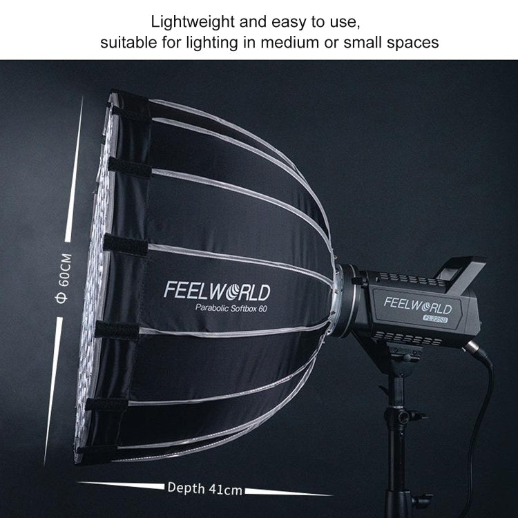 FEELWORLD FSP60 60cm Parabolic Softbox Quick Release Diffuser with Bowens Mount (Black) - free shipping - PMC Jewellery - Order now!
