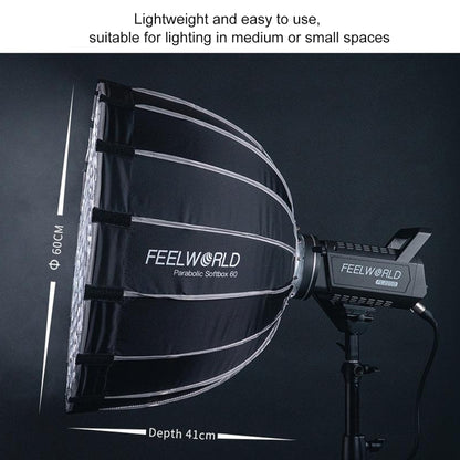 FEELWORLD FSP60 60cm Parabolic Softbox Quick Release Diffuser with Bowens Mount (Black) - free shipping - PMC Jewellery - Order now!
