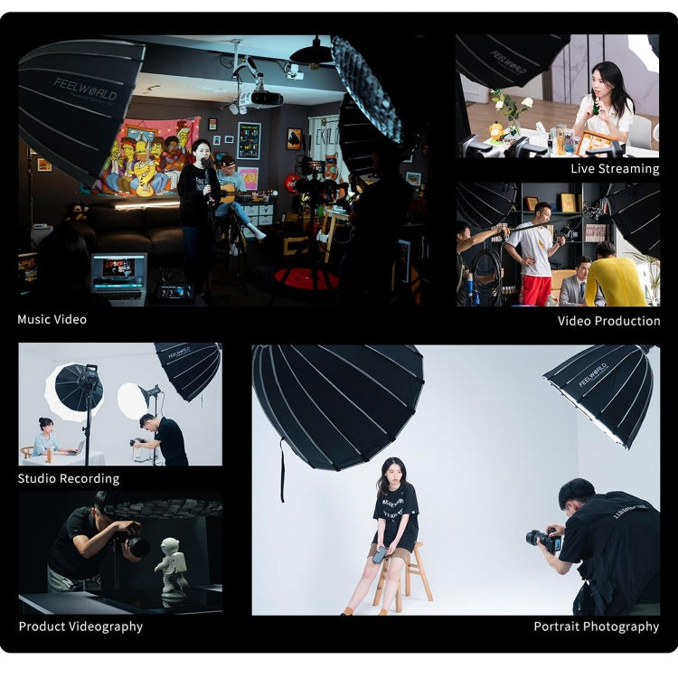 FEELWORLD FSP60 60cm Parabolic Softbox Quick Release Diffuser with Bowens Mount (Black) - free shipping - PMC Jewellery - Order now!